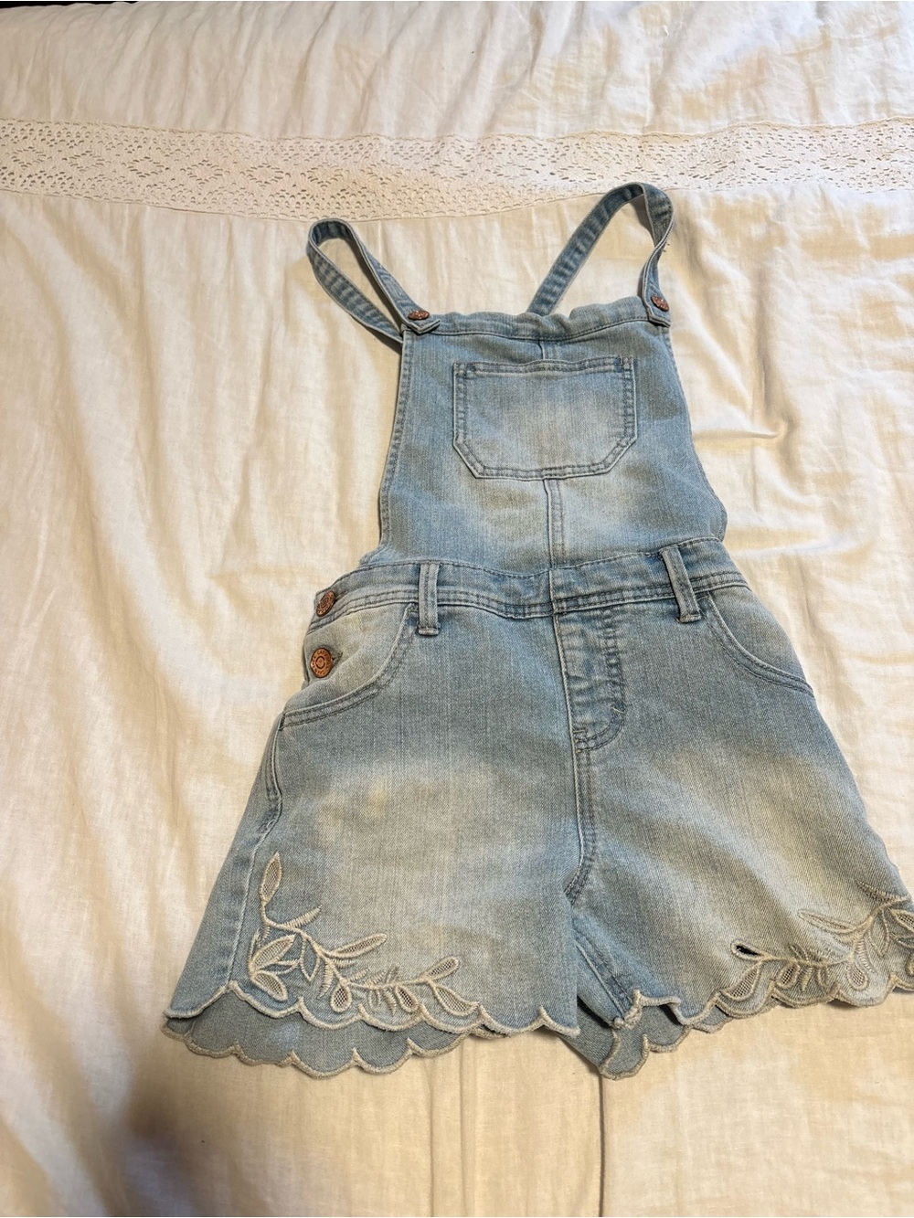 Cat & Jack Light Blue Denim Girls' Scallop Hem Shortalls